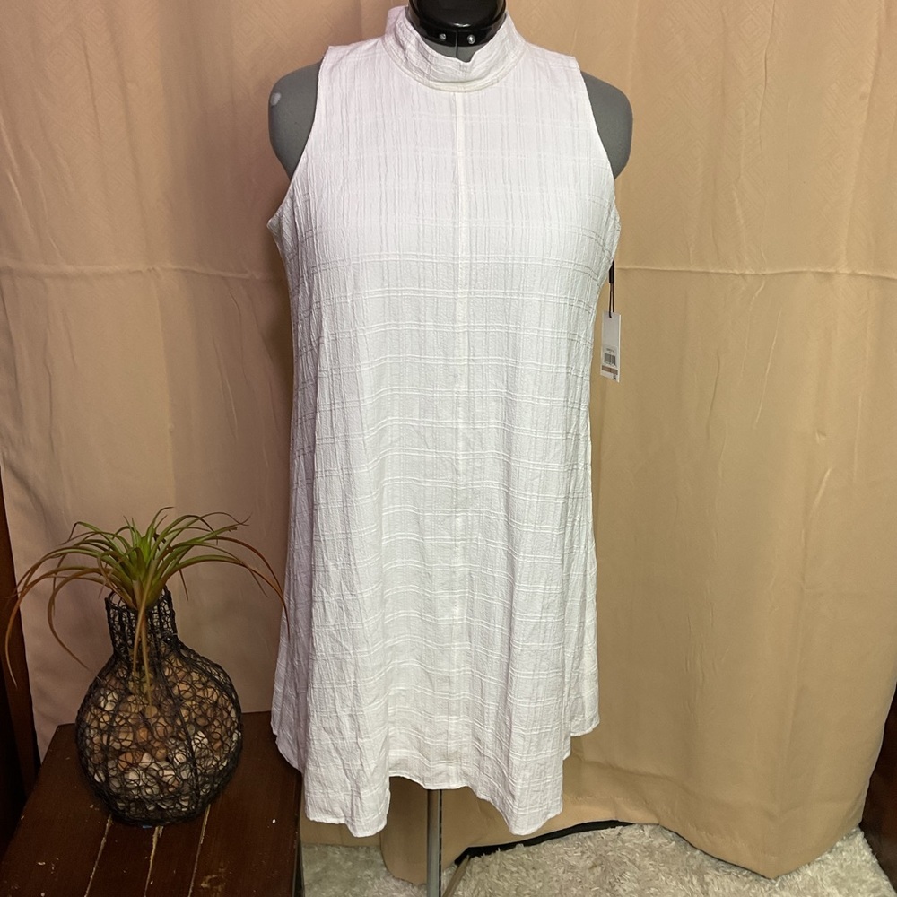 Calvin Klein White Textured Fabric Trapeze Dress